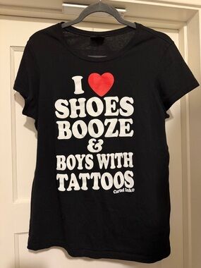 Black Graphic Tee "I ♥ Shoes Booze & Boys With Tattoos"